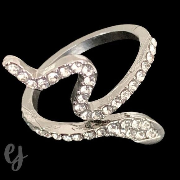 Slither Snake Adjustable Size Cubic Zirconia Silver Unisex Ring Goth Taylor NEW - Picture 1 of 8